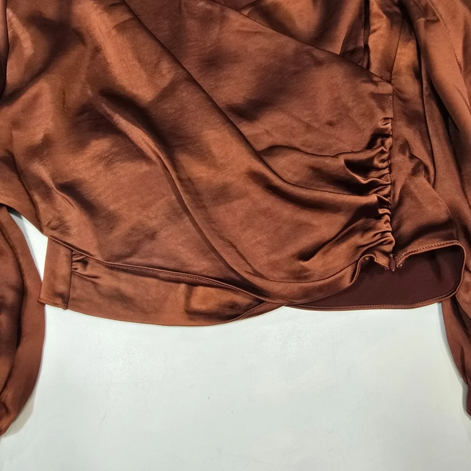 LPA Criss Cross Blouse in Cherry Brown Large - Image 7