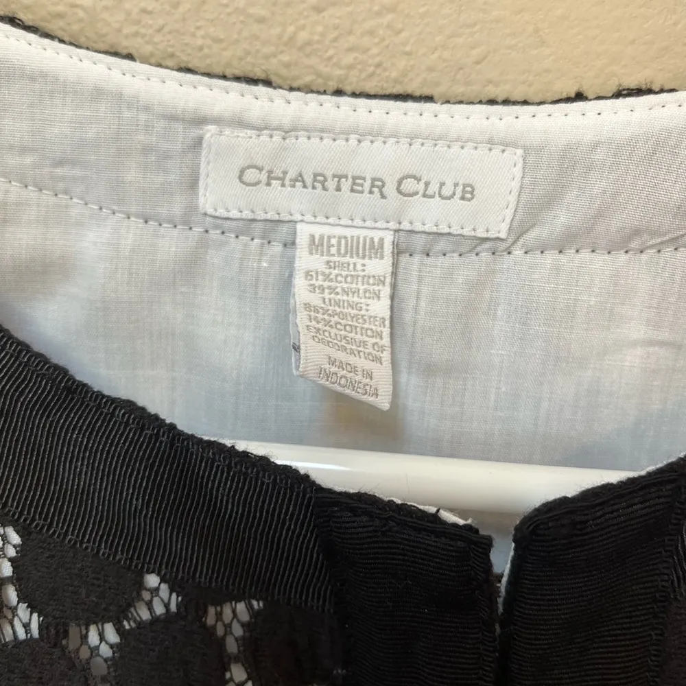 Vintage Charter Club Women’s Black White Spotted Knitted 3/4 Sleeve Blazer Top M - Image 8