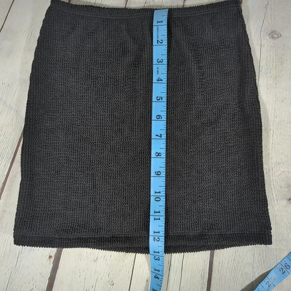 GOOD AMERICAN Black Ribbed Knit Mini Skirt Size‎ 00/0 Elastic Waist Textured - Image 8