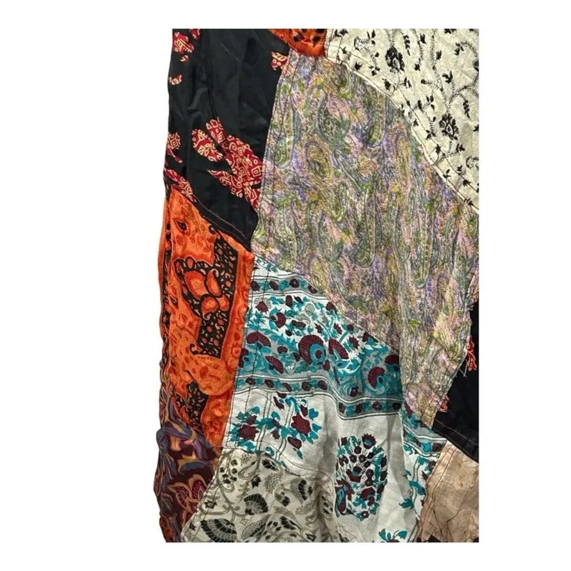 Zapata Collection Boho Patchwork Wrap Maxi Skirt Rayon Made in Nepal Pink Size undefined - Image 6