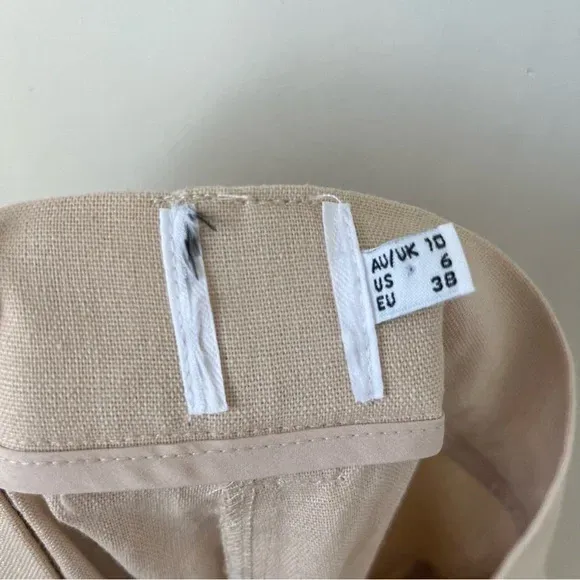 Lelo Beige Linen Blend High Rise Straight Leg Pants 6 - Image 6