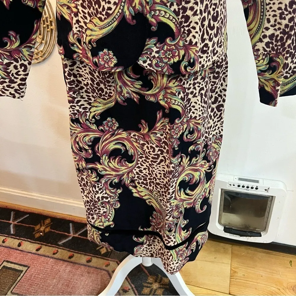 Vintage Gotcha Covered Baroque Animal Print Skirt Suit Set Made USA Size 12 14 Black - Image 9