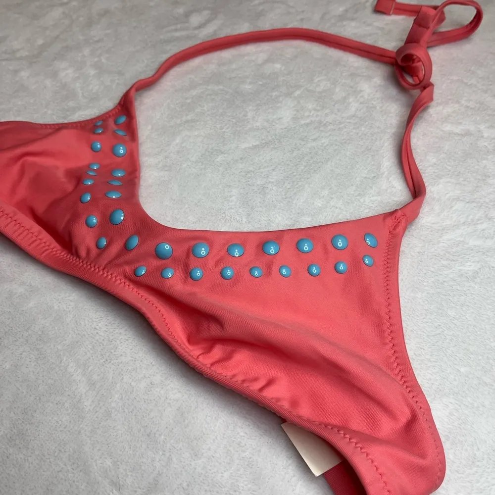 AE x AERIE Scoop Halter Tie Beaded Bikini Top Women’s Sz XS NWT - Image 2