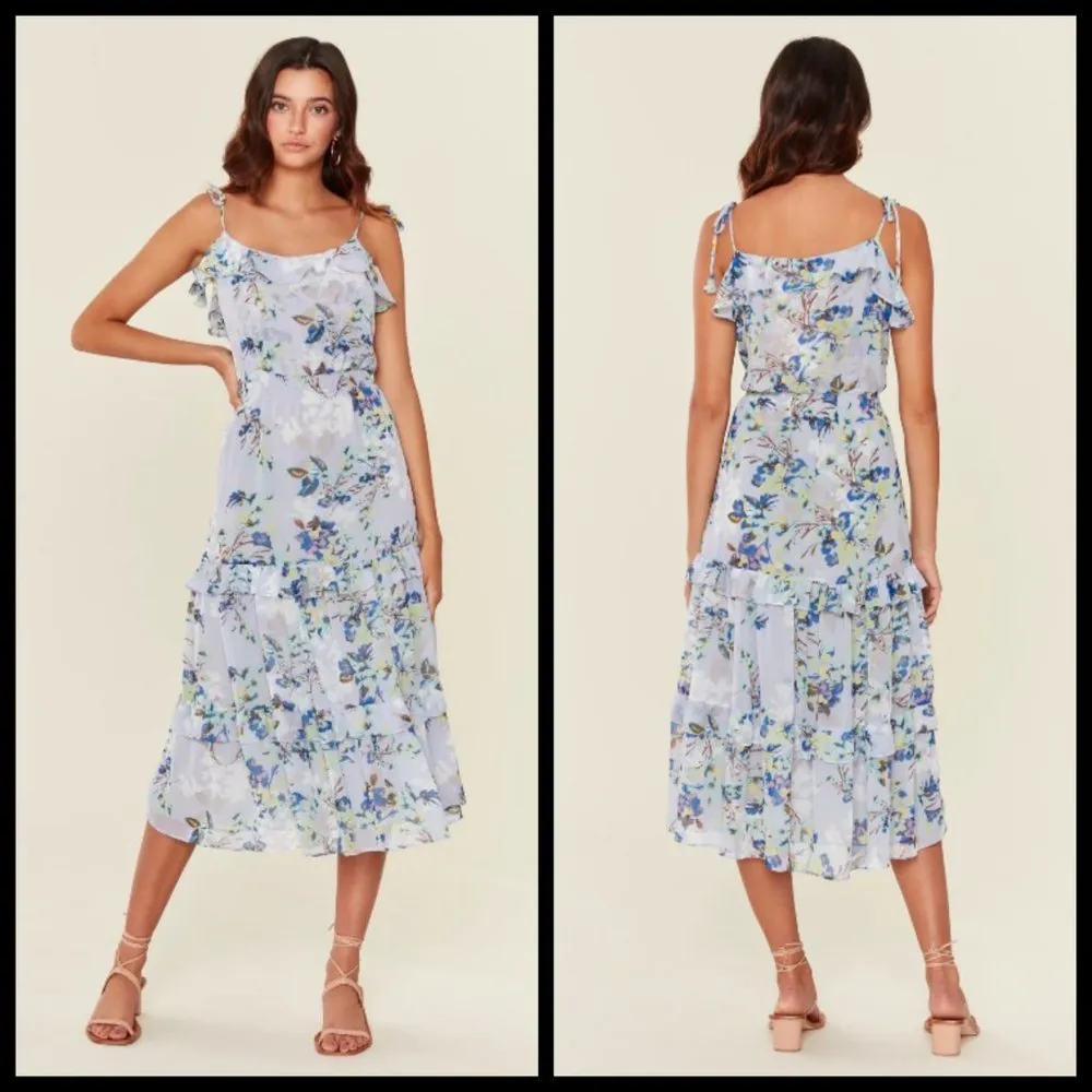 đź’•MISA LOS ANGELESđź’• Inae Dress Chiffon Tiered Ruffle Viscose M Medium NWT - Image 3