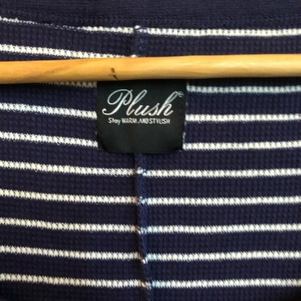 NWT PLUSH Thermal‎ Pj Romper In Navy/cream Small Blue - Image 5