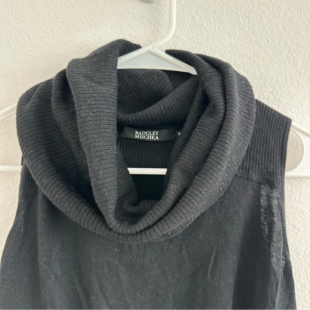 Badgley Mischka Black Sleeveless Turtleneck Top Size: M - Image 7
