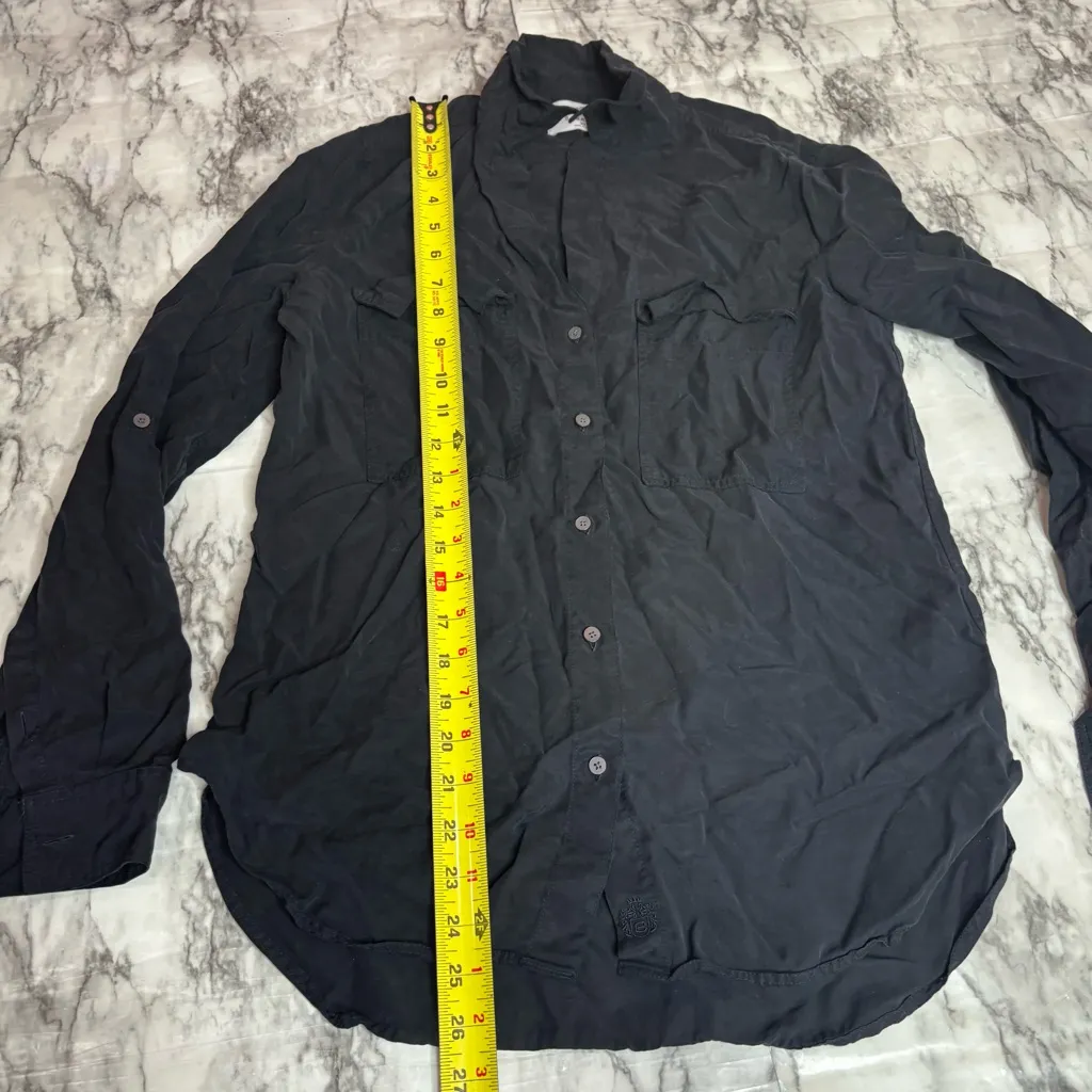 Aritzia Babaton Button Utility Shirt Top Roll Tab Sleeves black size XS - Image 7