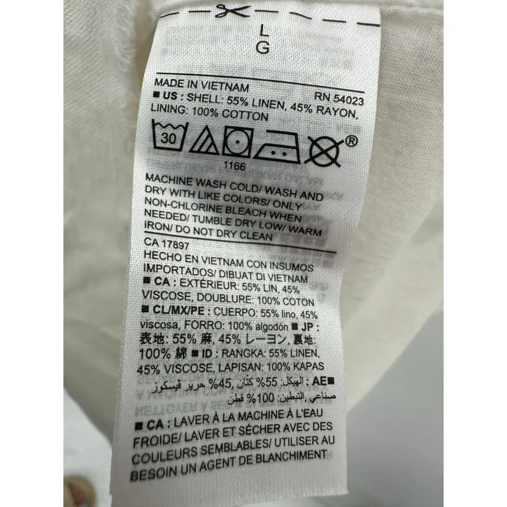 Old Navy Dress Women LARGE White Linen Blend Sleeveless Crossback Smocked Summer - Image 6