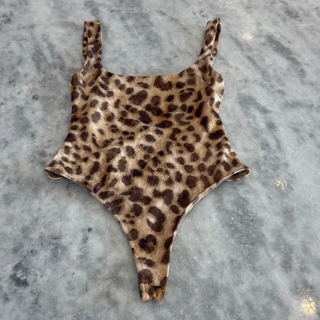Zara Leopard Thong Bodysuit or Swimsuit - Image 4