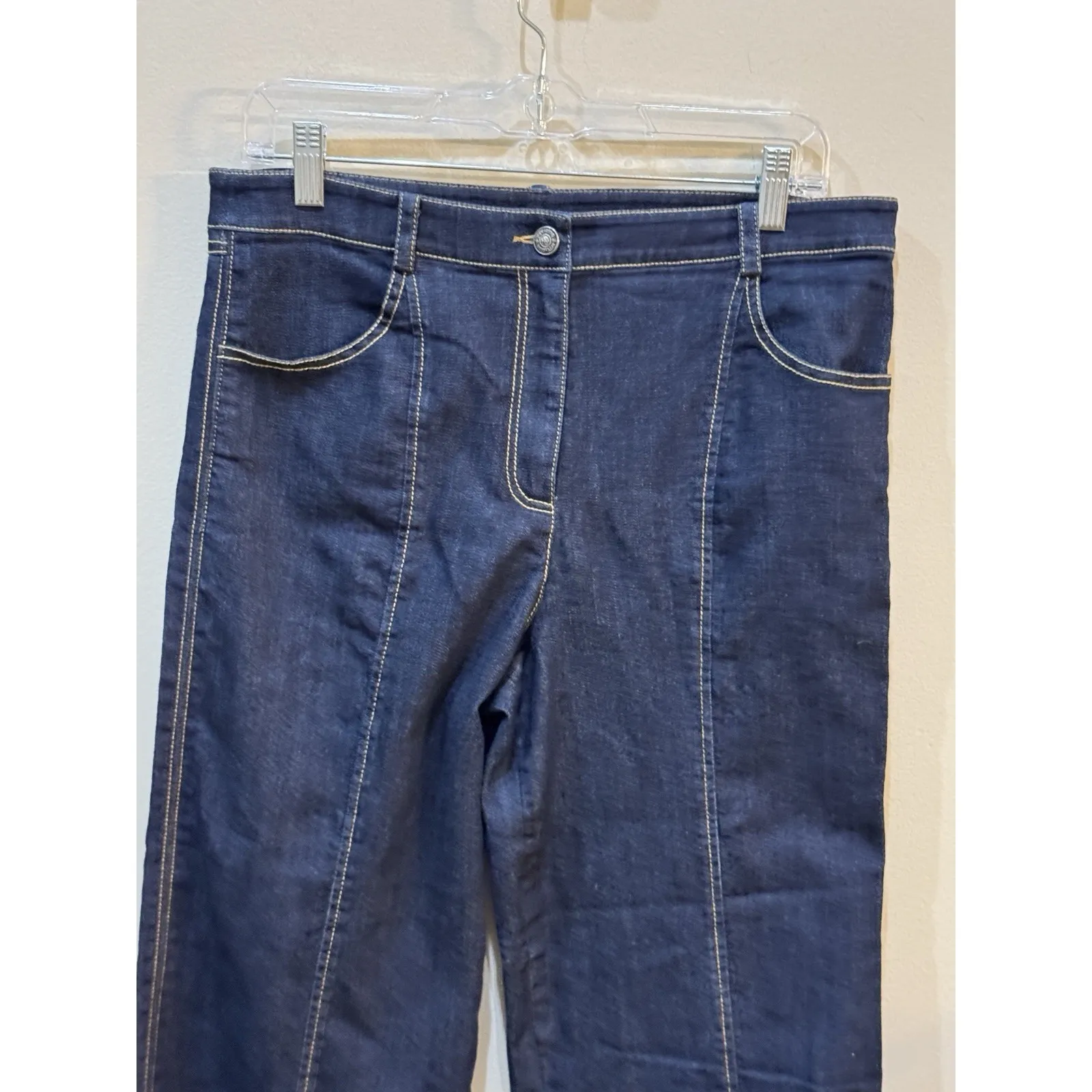 Cinq A Sept Maisie Embellished Cropped Wide Leg Jeans Blue Size 10 Amour XO - Image 4