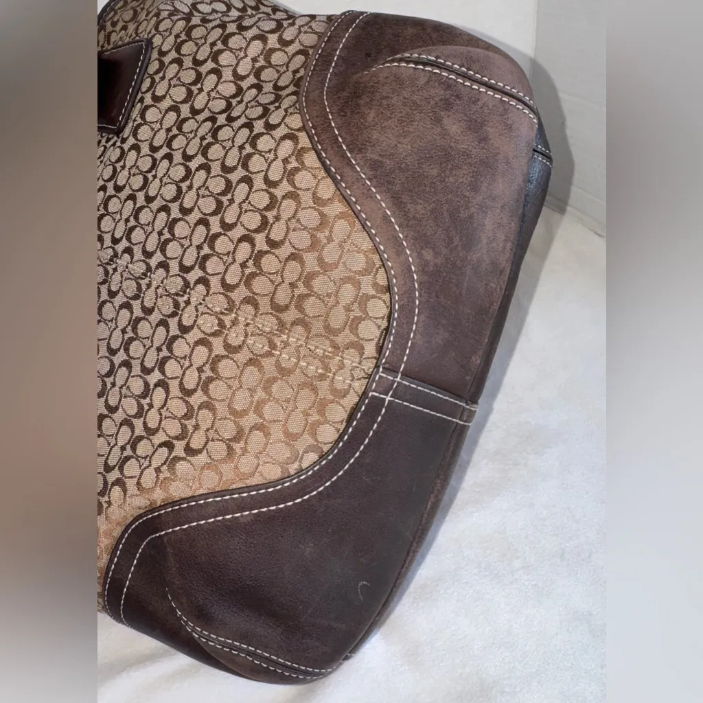 Coach Vintage Y2K Signature Jacquard Soho Brown Canvas Leather Trim HandBag - Image 9