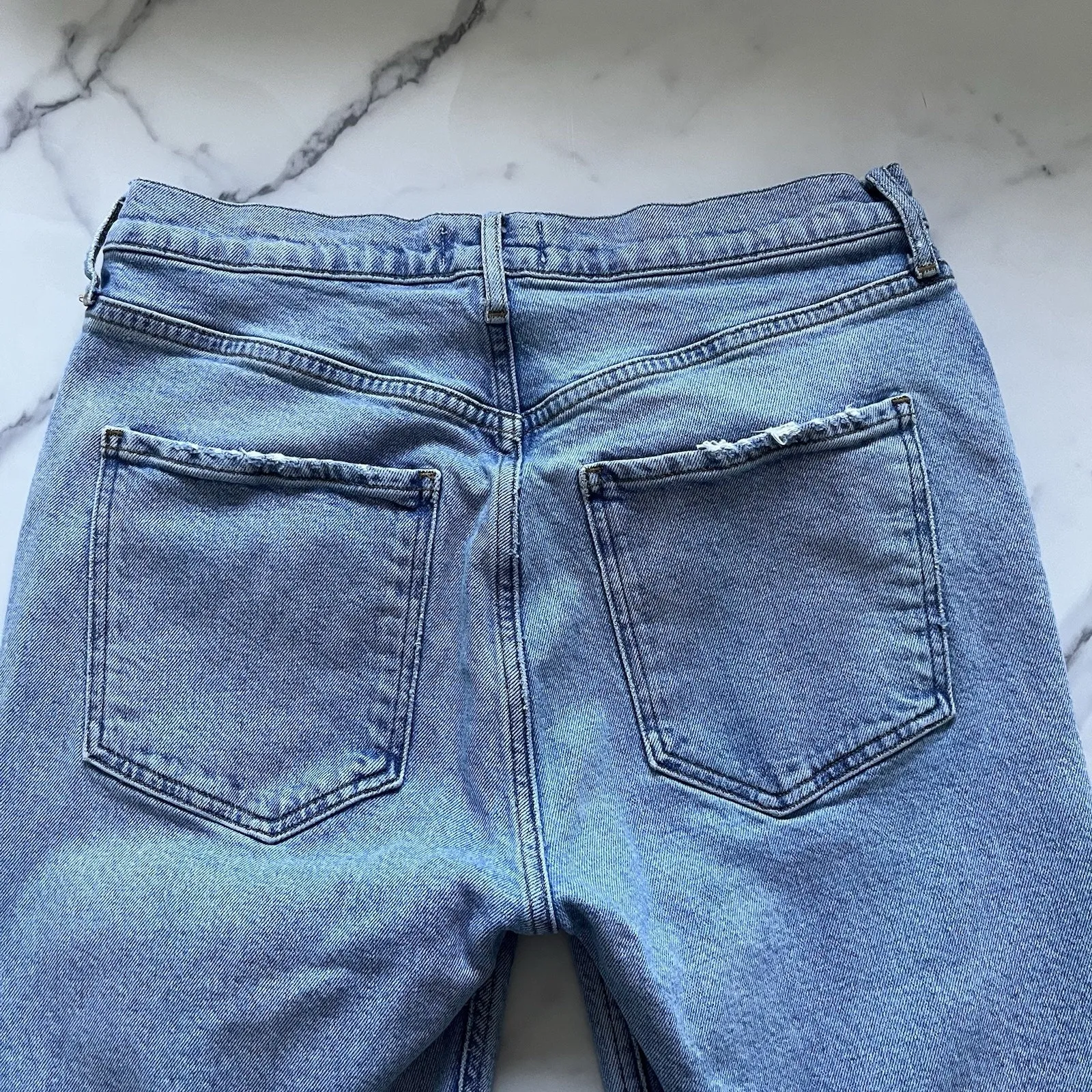 Agolde Riley High Rise Straight jeans Bitter light Wash Sz 29 Distress Y2K chic - Image 8