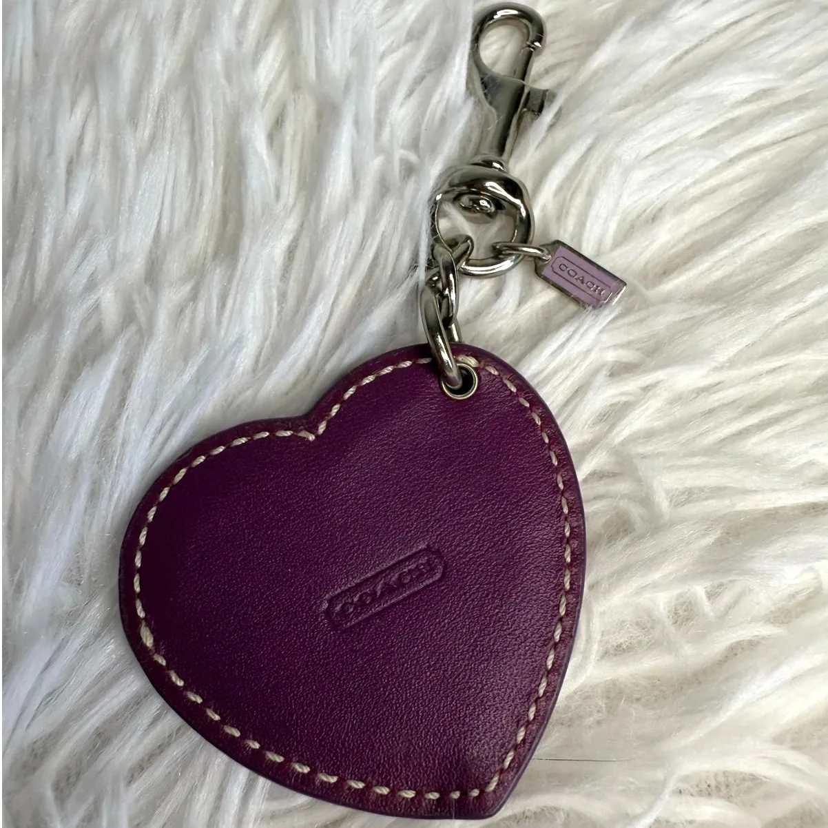 2" y2k COACH Purple Photo Frame Bag Charm Key Fob - Image 2