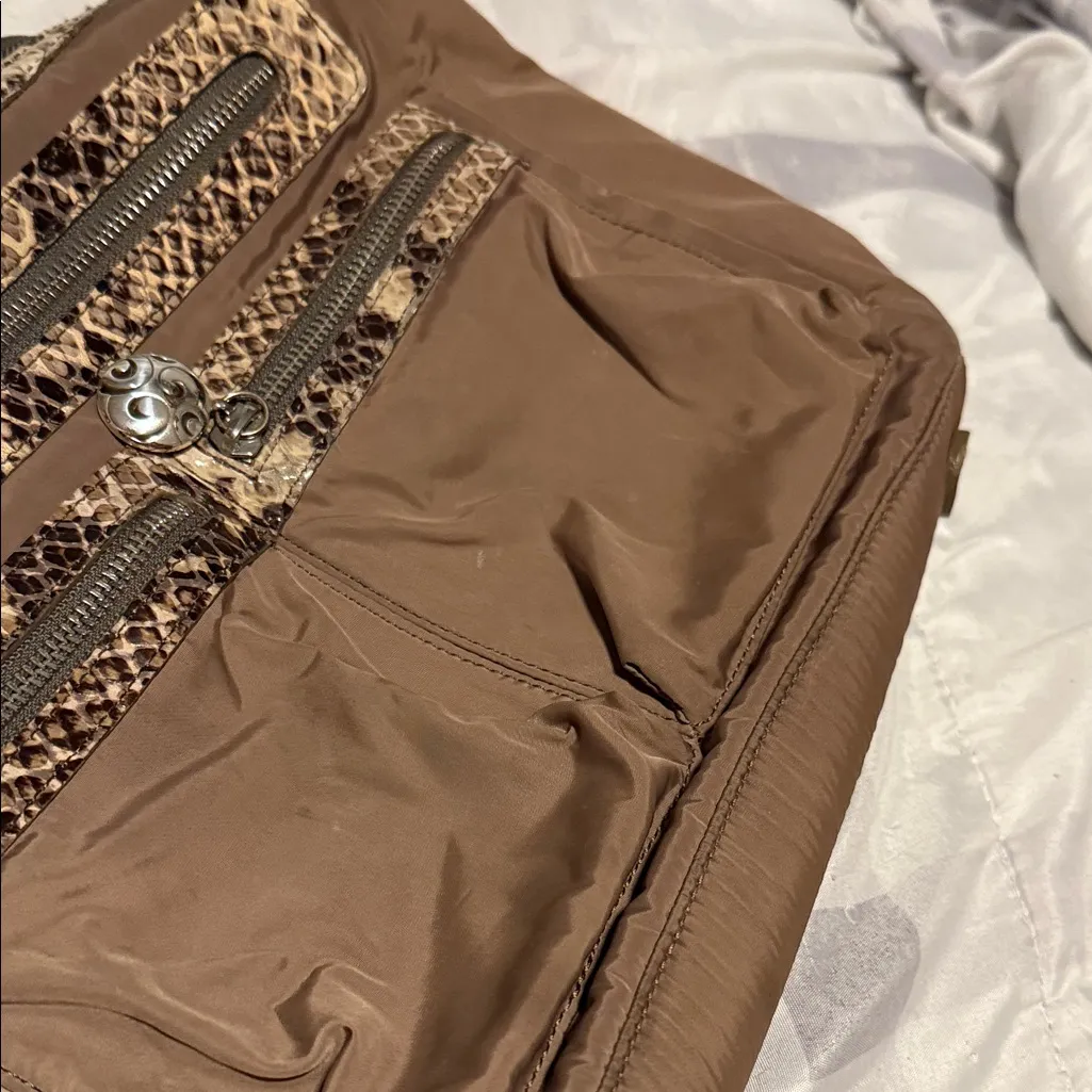 Brighton Brown and Gold Snake Print Bag - Image 5