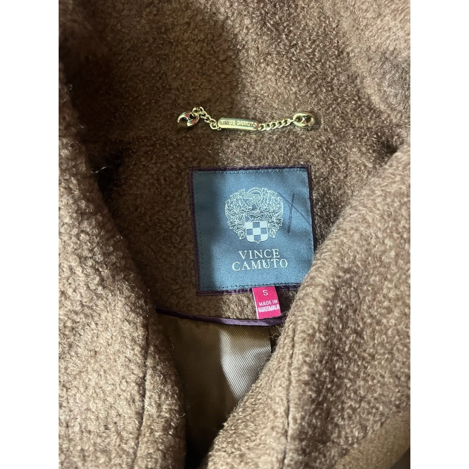 Vince Camuto Asymmetrical Wool Blend Pea Coat Sz. Small Brown Belt Winter Zipper - Image 4