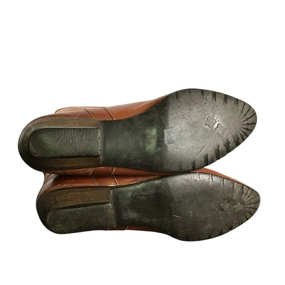 Santana Canada Women's Brown Leather Equestrian Slip‎ On Plaid Lining Boots Sz 7 - Image 5