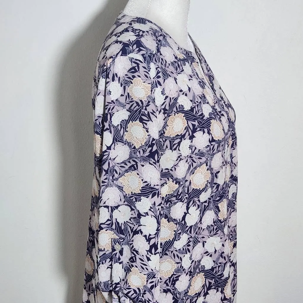 Daniel Rainn Purple Floral Blouse Size Small Purple and Gray 3/4 Sleeve Top - Image 5