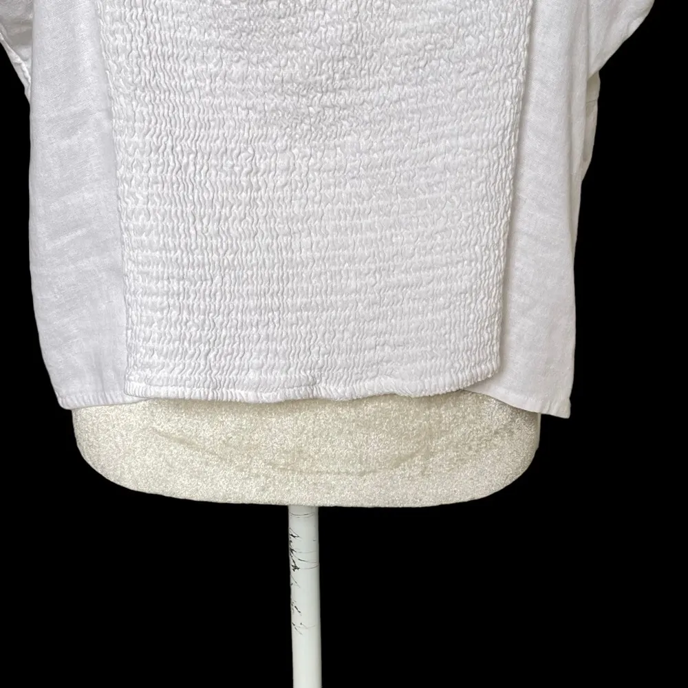 Women’s Linen Fitted Tie Shoulder Cropped Cami Plus Size XXL White - Image 8