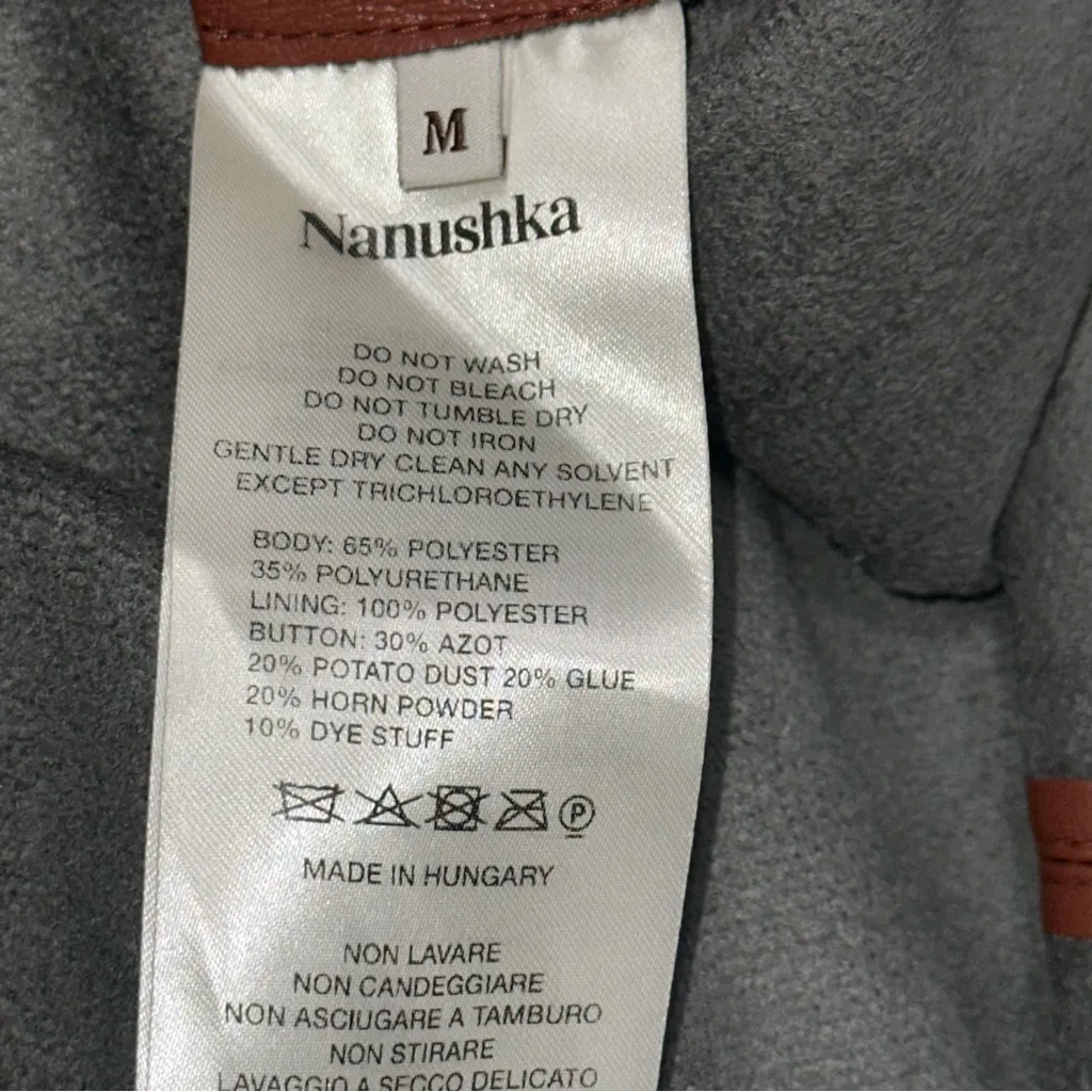 NANUSHKA Women’s Size M Brick Red Brown Vegan Leather Ernie Button Up Mini Dress Size M - Image 7