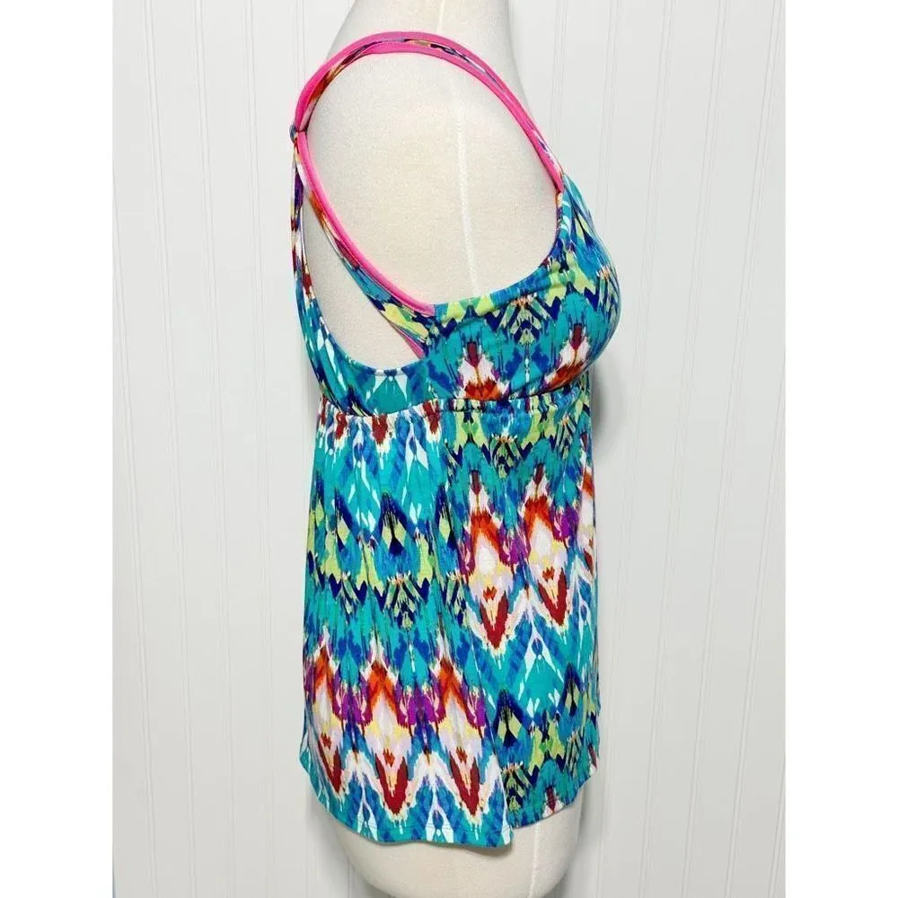 Pink Republic Womens Geometric‎ Racerback Top Sleeveless Blue Pink Size Medium - Image 5