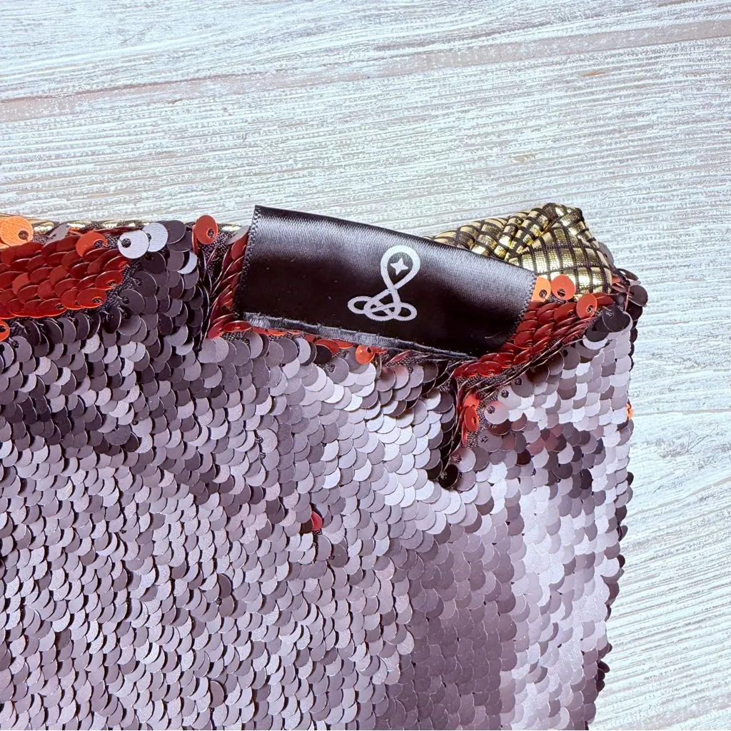 Stardust love head cover hat festival hood reversible with pocket shift sequin Red - Image 3