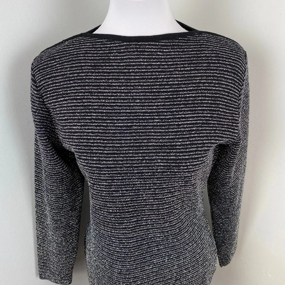 Moods by Krizia Black Metallic Wool Sweater Small Italy Vintage - Image 2