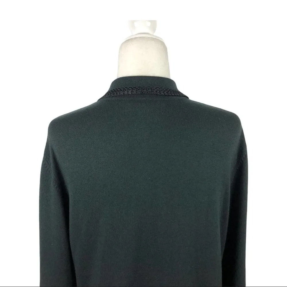 Etcetera Black Knit Silk/Cashmere blend Granny Cardigan with Crochet Trim XL - Image 5