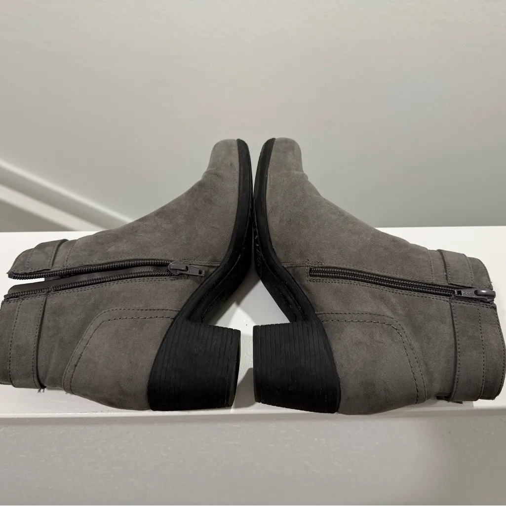 Womens Gray Suede Ankle Boots - Image 7