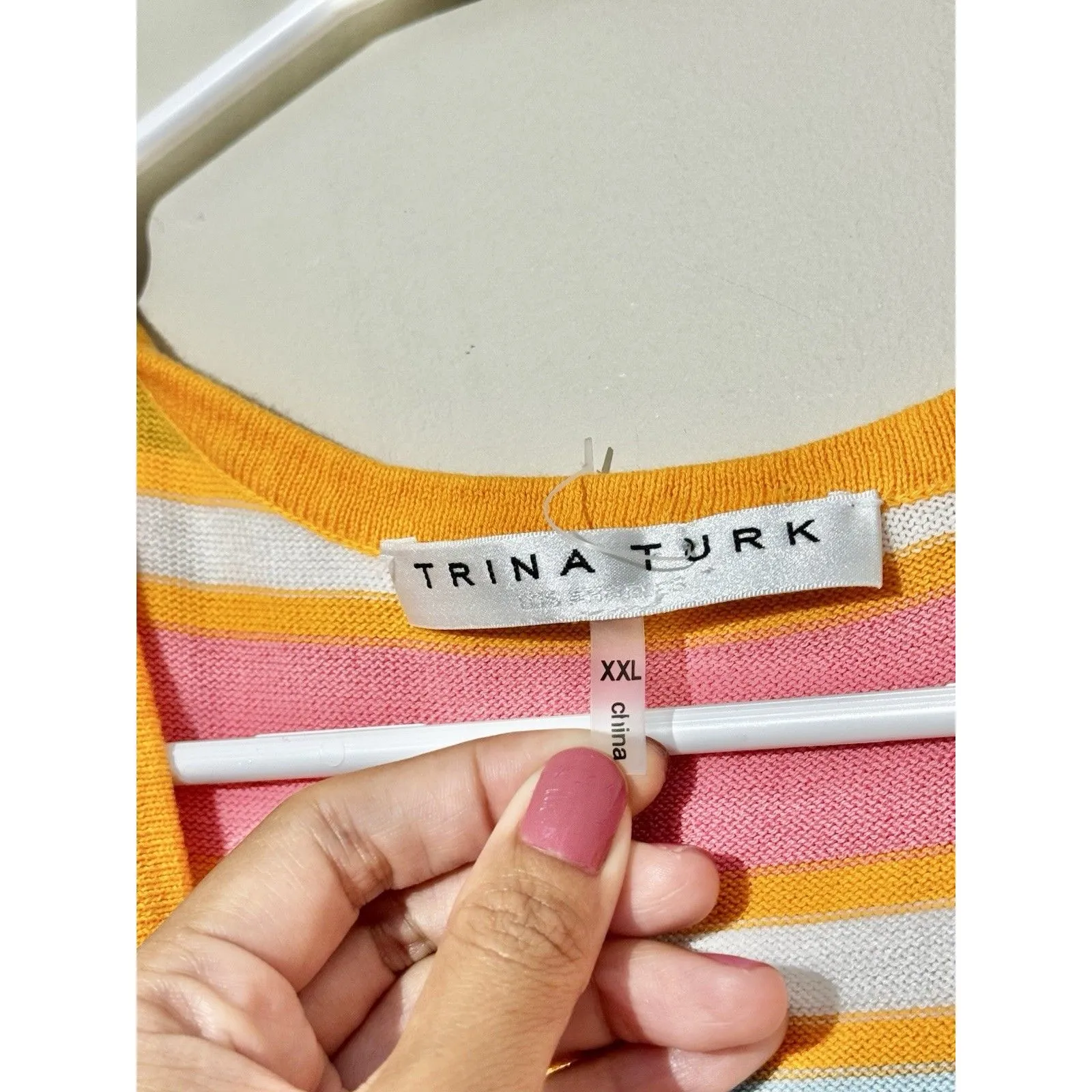 Trina Turk Kavaja 2 Stripe Maxi Sleeveless Summer Beach Dress Sherbet Orange XXL - Image 3