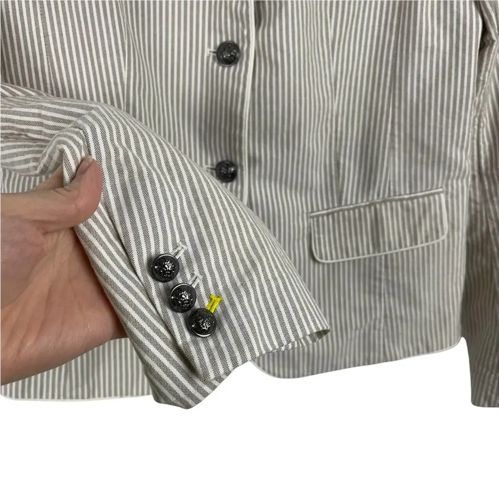 Cream Stripped Single Breasted Blazer Gap the Academy Career Workwear Blazer 6 - Image 3