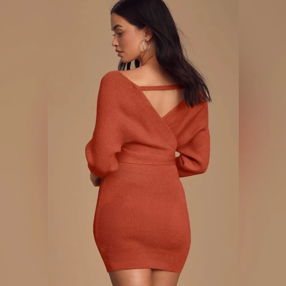 LULU’S Modena Rust Brown Dolman Sleeve Bodycon Sweater Dress - Image 2