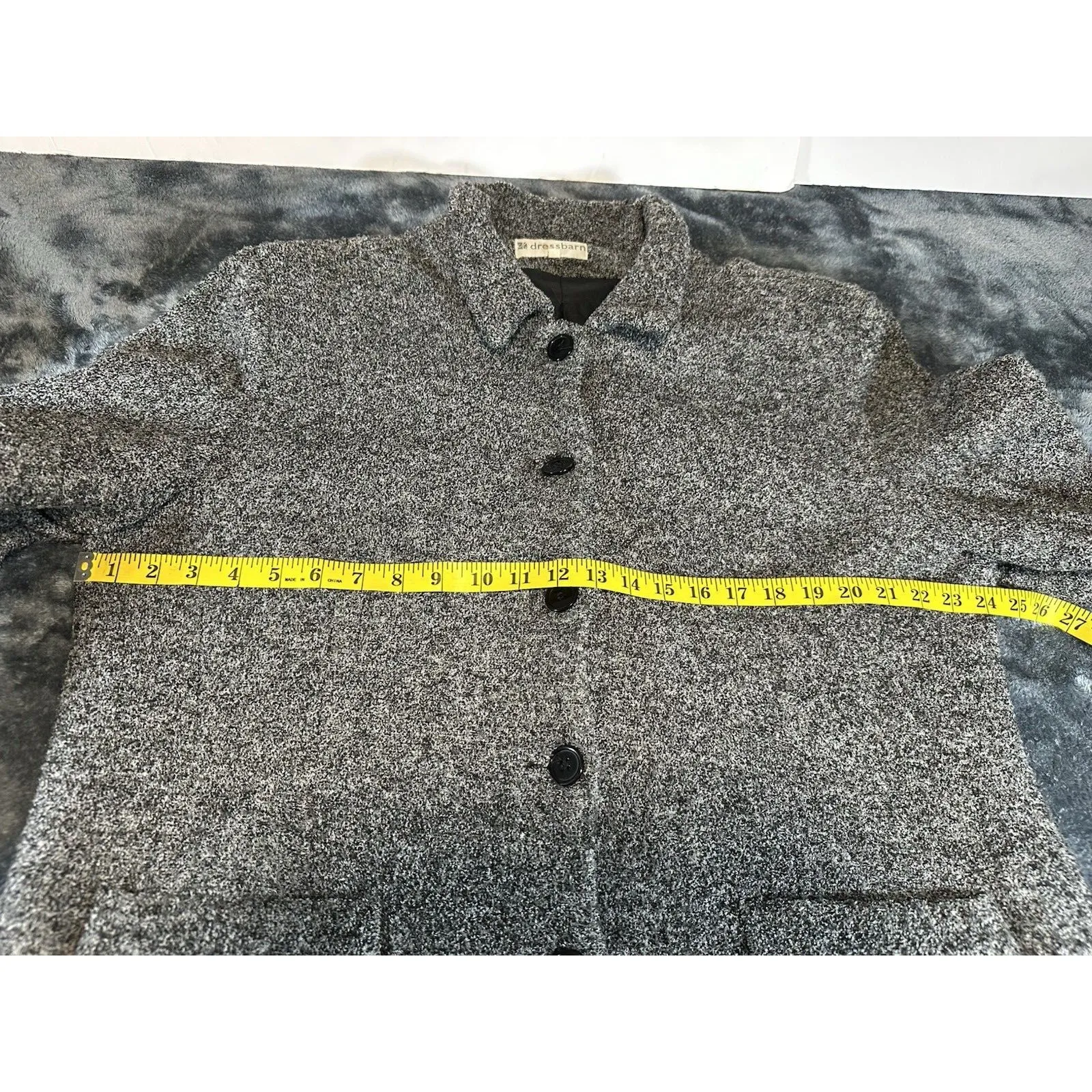 Dressbarn Gray Blazer Jacket Button Down Mock Neck Size XL - Image 4