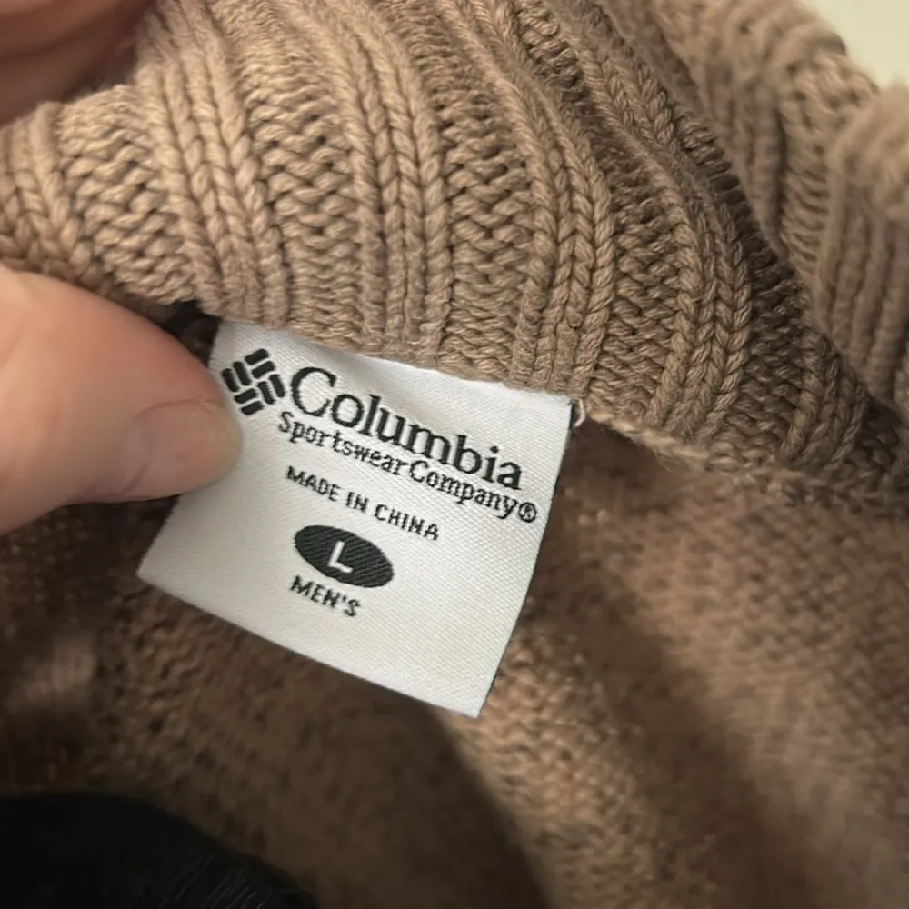 Columbia Tan Quarter Zip Jacket w/ Cable Knit Details - Image 2