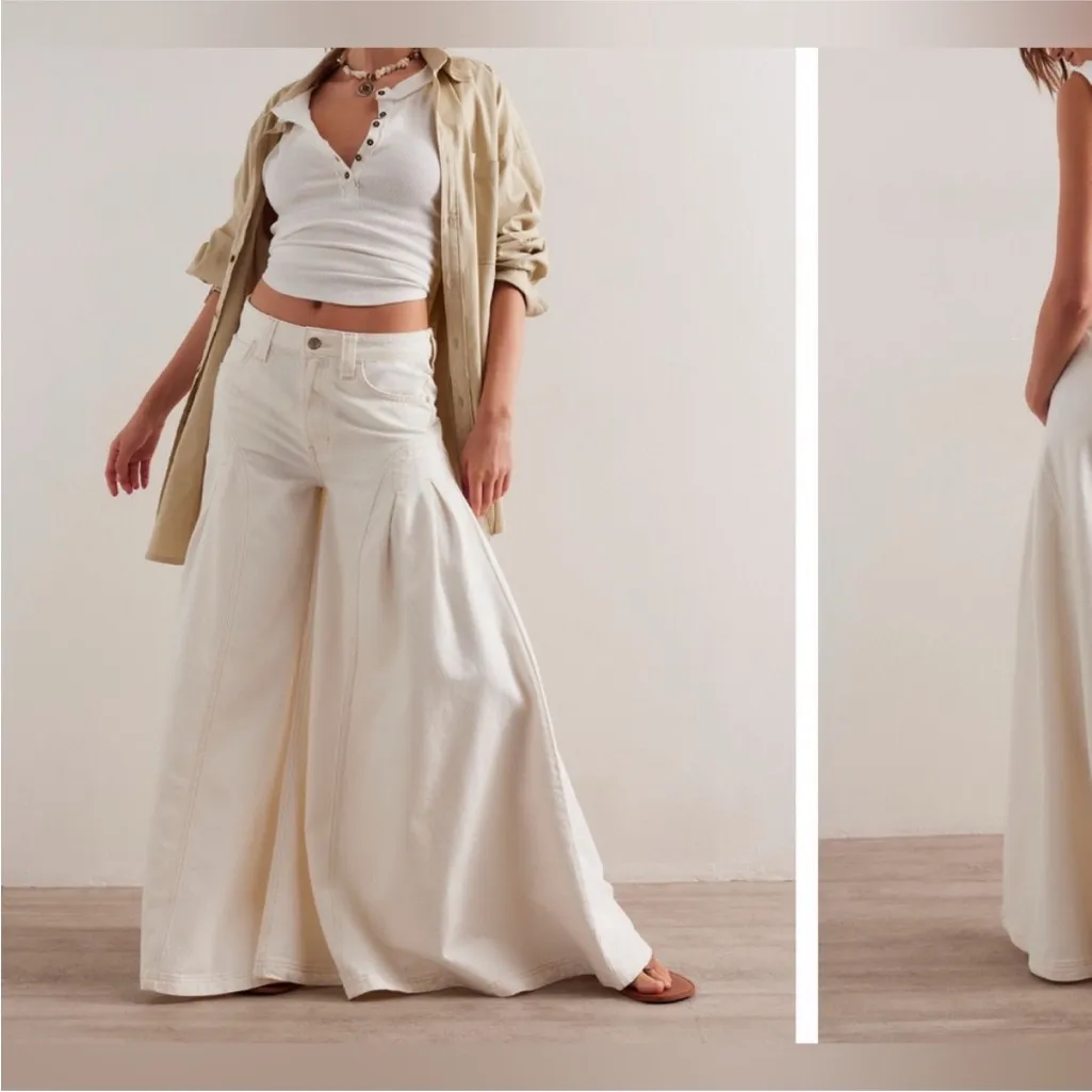 NWT Free People We The Free Pandora Wide-Leg Jeans - heavenly ivory - 28 - Image 2