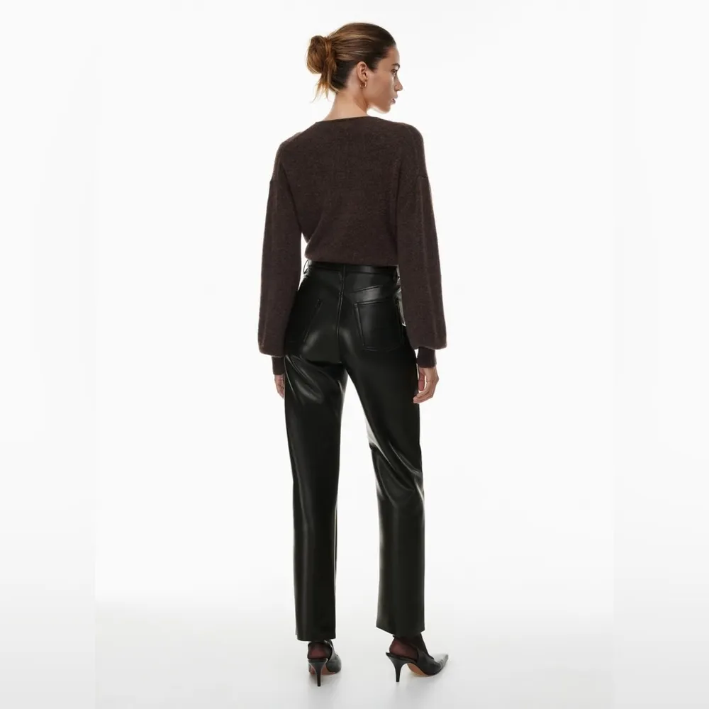 Aritzia Wilfred The Melina Pant Size 0 Black Faux Leather High Rise Straight - Image 2