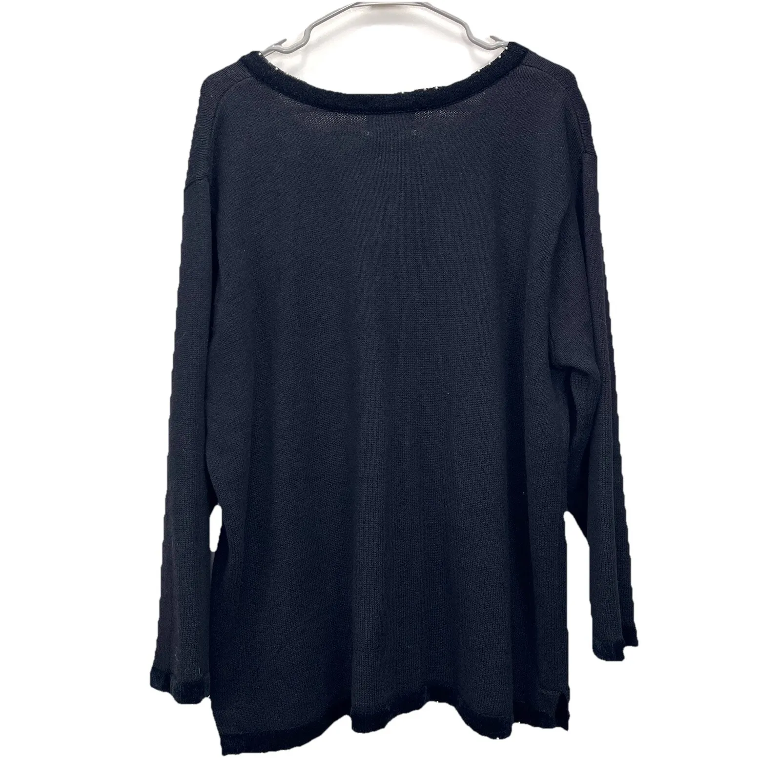 Quacker Factory Black Christmas Tree Holiday V Neck Pullover‎ Sweater Size 1X - Image 6