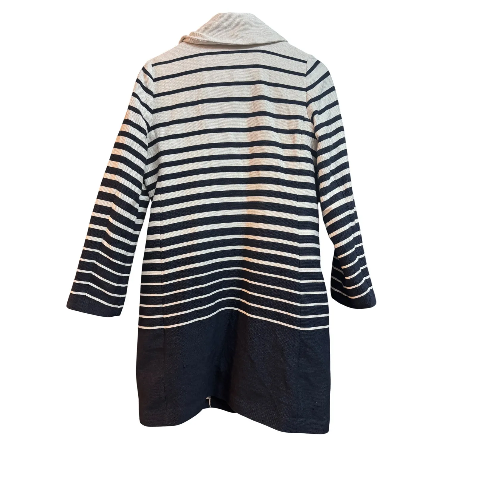 Trina Turk Striped Button Front Coat Jacket White &‎ Black Size 2 - Image 3