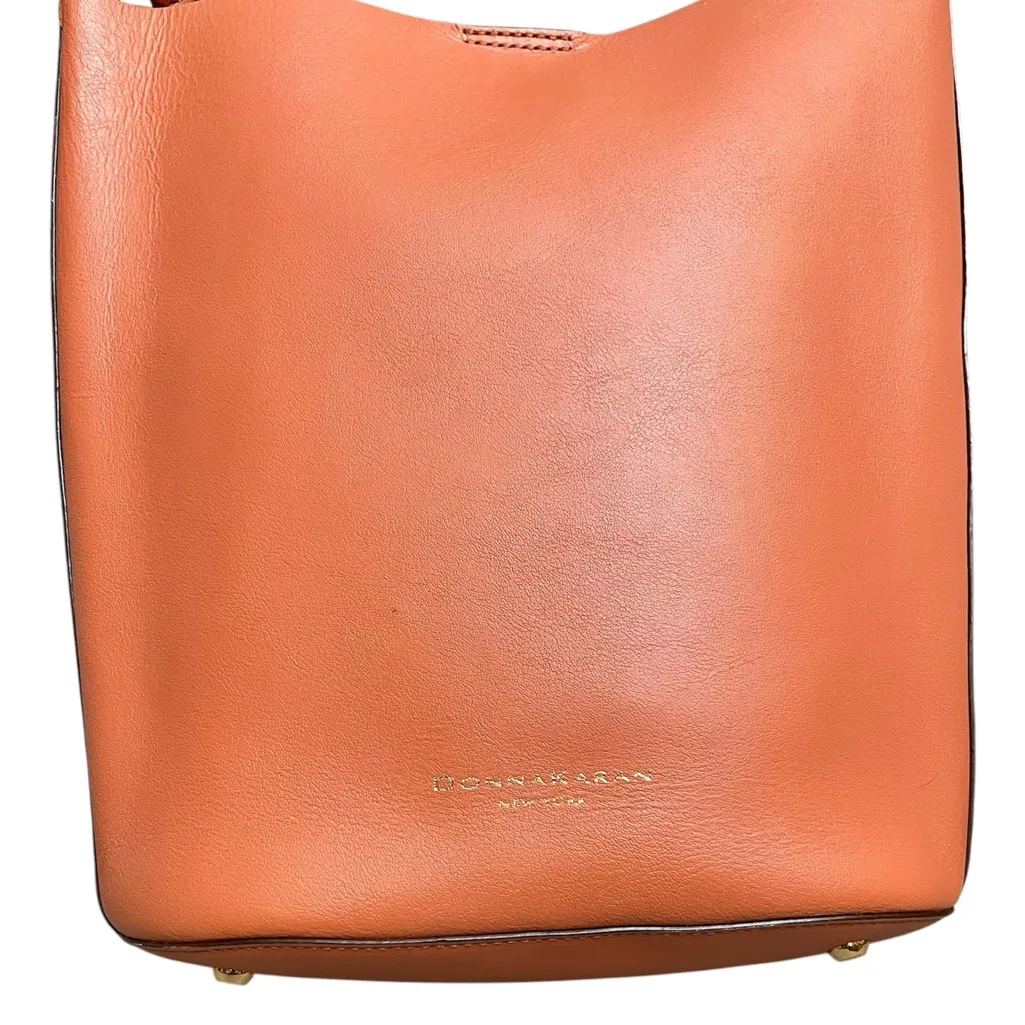 Donna Karan Adan Bucket Bag 100% Leather Pockets & Interior w/ Adjustable Strap - Image 12