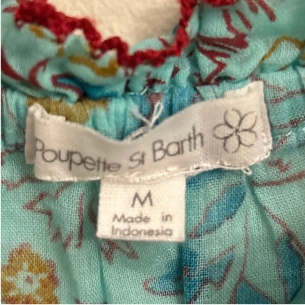 Poupette St Barth Nana Blue Floral Cropped Elastic Long Sleeve Top Medium - Image 9