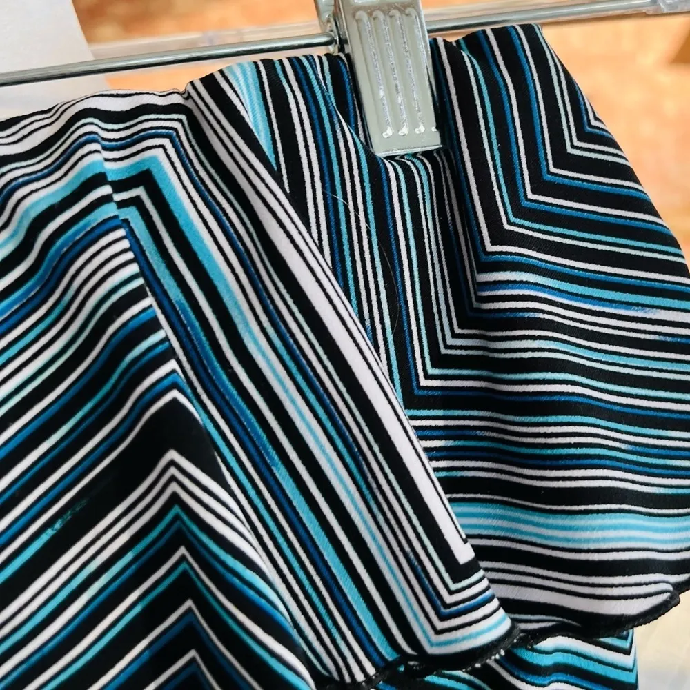 WHBM Blue Black Multi Striped Strapless Jumpsuit XXS - Image 6