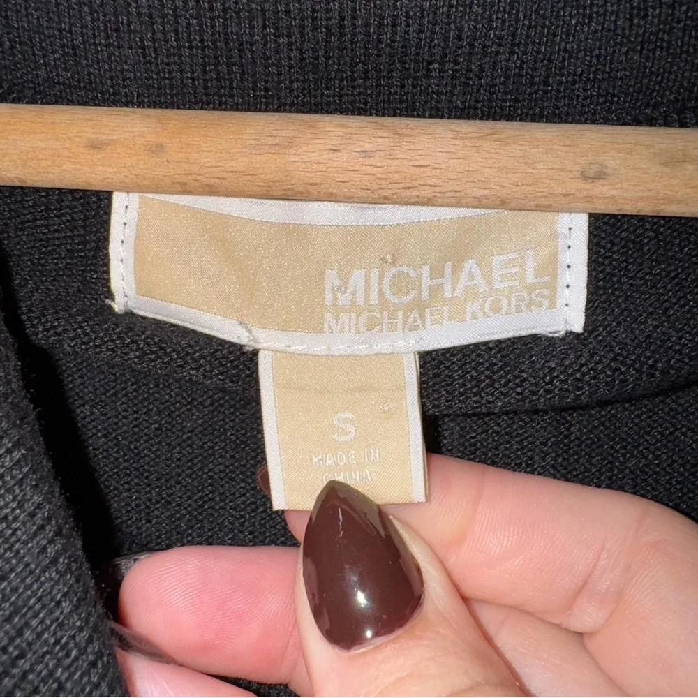 Michael Kors pullover top cowl neck with fringe‎ tassels size S Black - Image 4