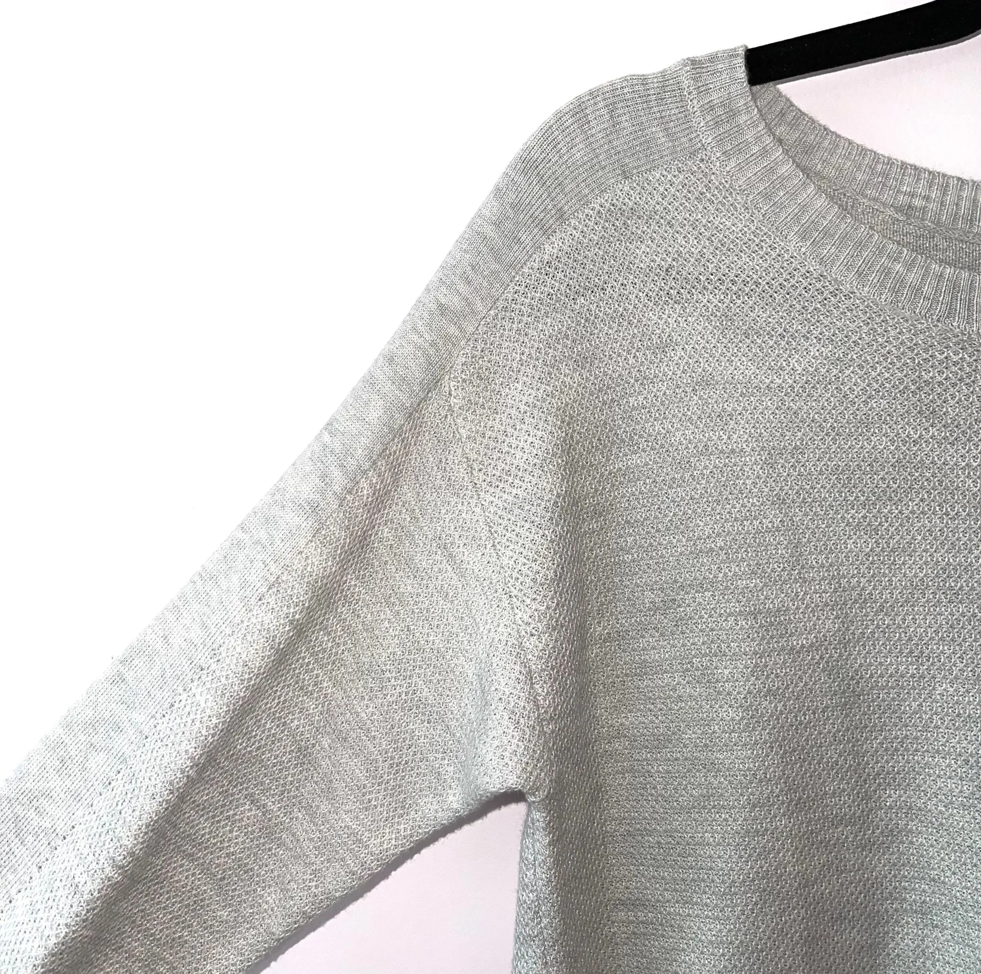 American Eagle Light Gray Waffle Knit Sweater - Image 4