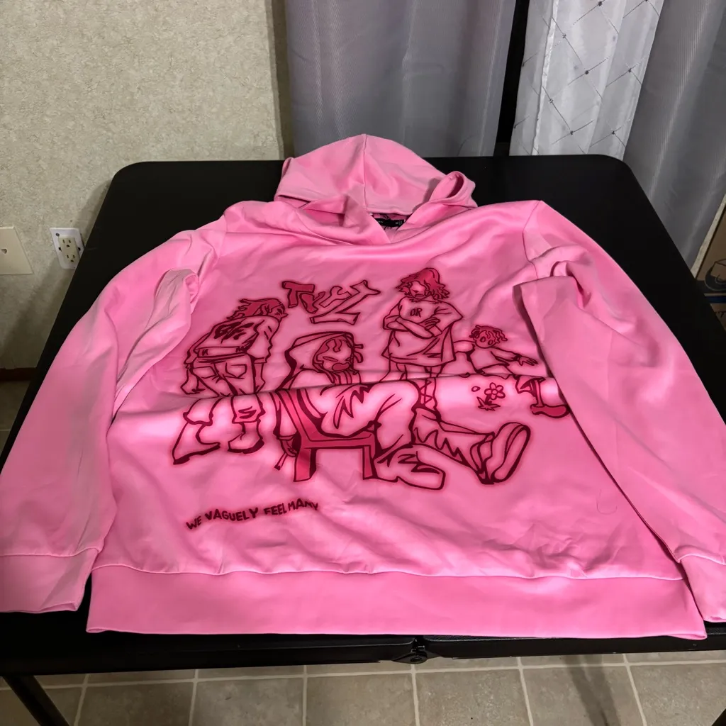Pink Graphic Hoodie Size XL - Image 2