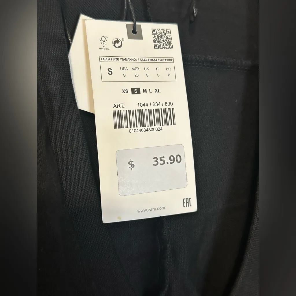 ZARA Dress Join Life Size S Women’s Dress Black Short Sleeve / Long Blouse New‎ - Image 4