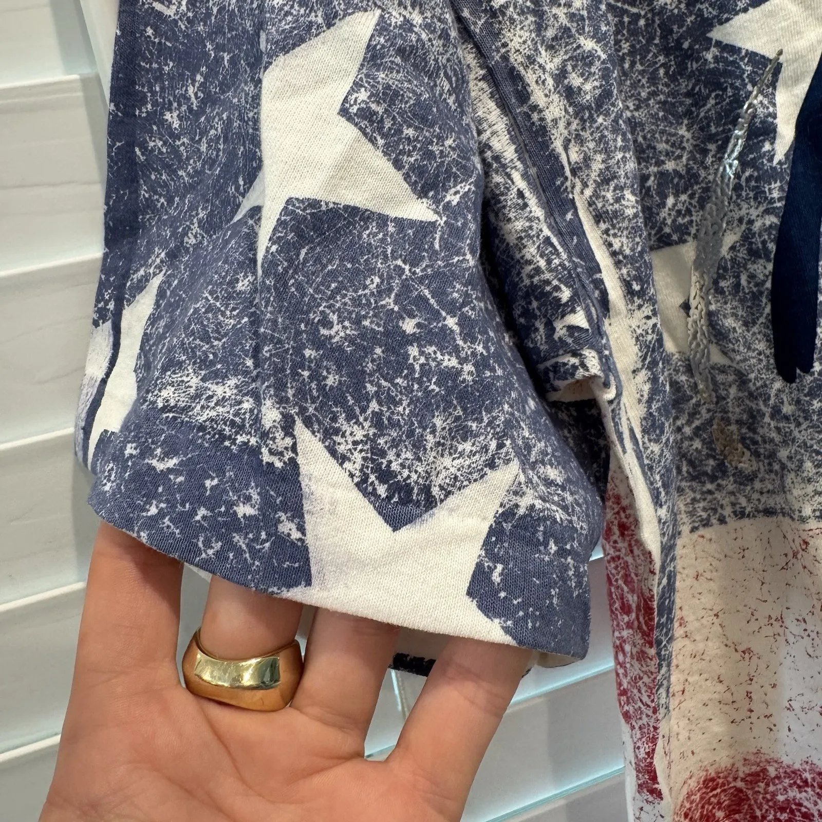 NEW Vintage USA Patriotic Stars T Shirt Single Stitch Red White‎ & Blue USA Made White - Image 3