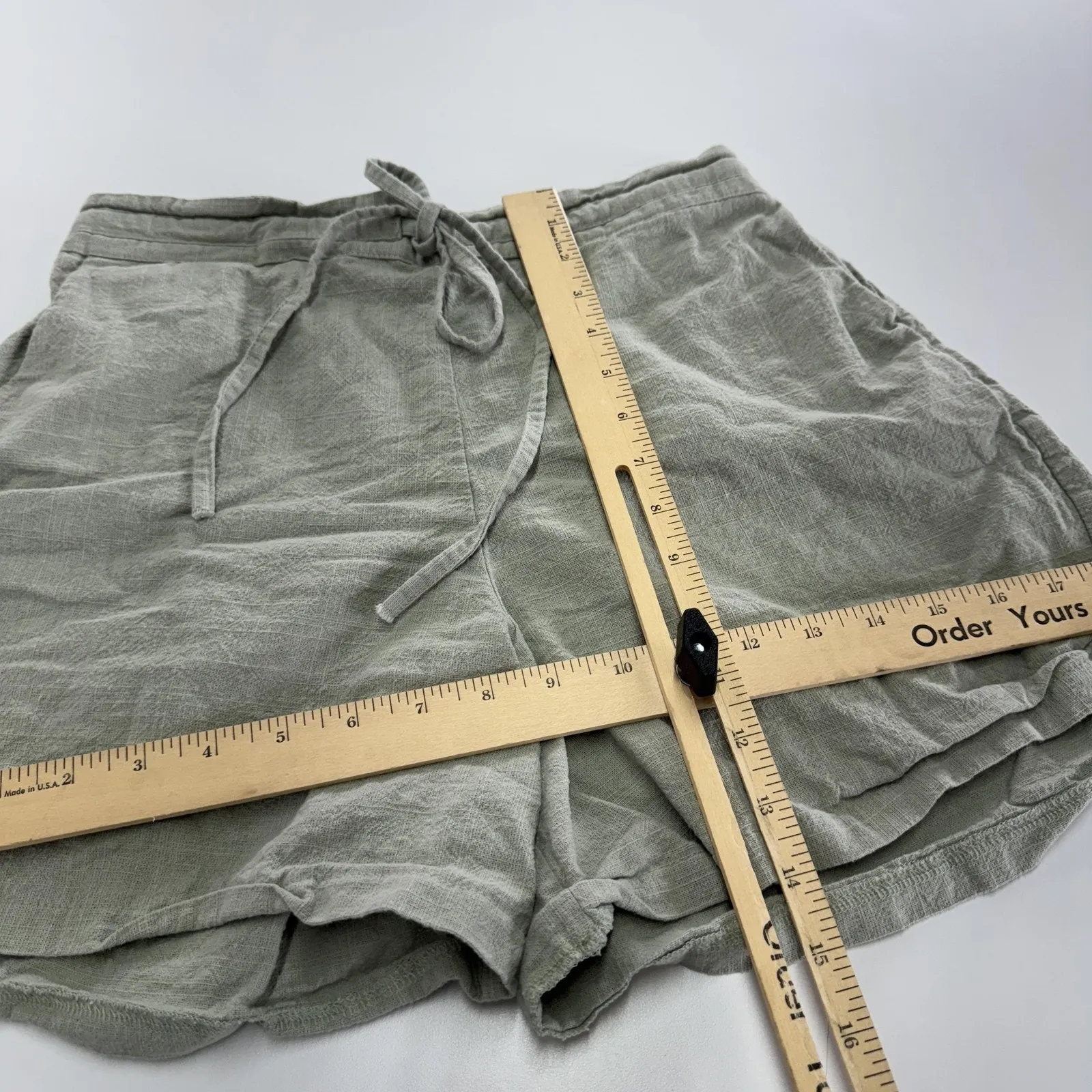 Oak + Fort Shorts Womens Medium Green Drawstring Waist 100% Cotton Casual Summer - Image 7