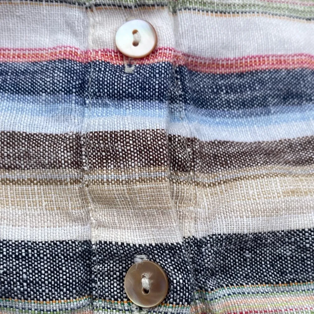 Quiksilver Blouse Womens Linen Half Button Up Loose Fit Shirt Size XS - Image 7