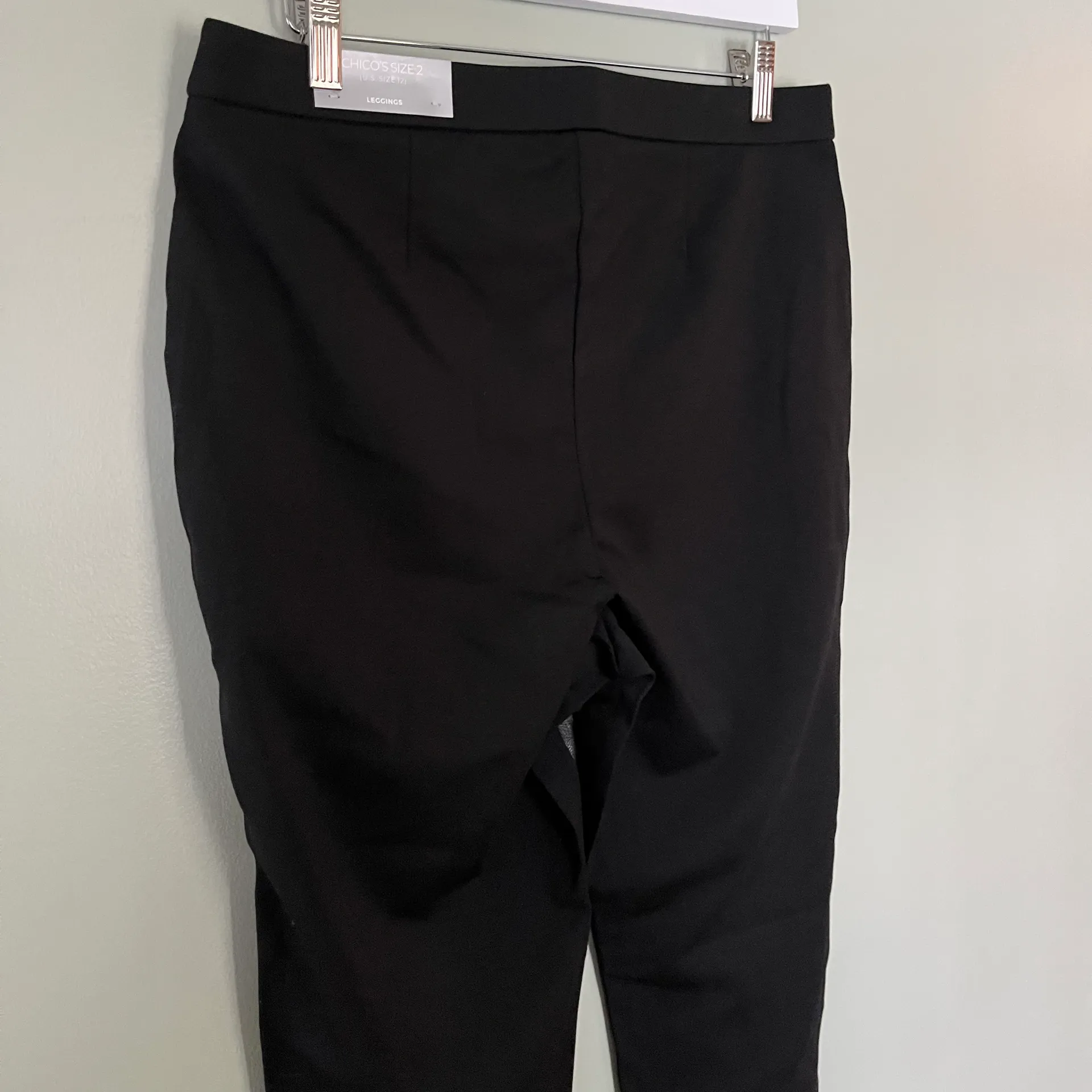 NWT Chico’s Women’s Faux Leather Front Ponte Leggings Black Size 12 - Image 7