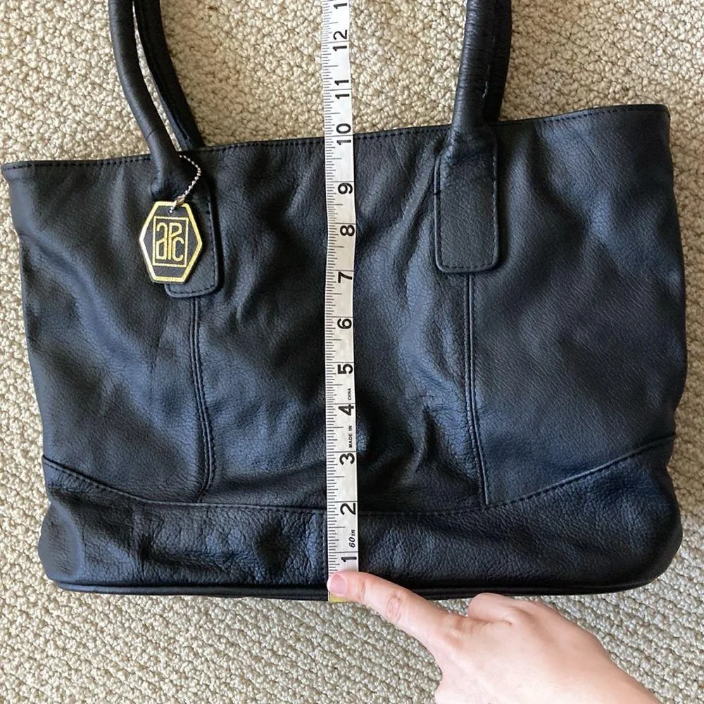 A.P.C. Vintage Black Shoulder Bag Genuine Leather Handbag Pockets Like New - Image 5