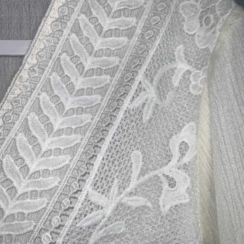 Altar'd State White Long Bell Sleeve Lace Lined V-Neck Boho Dress Medium - Image 7